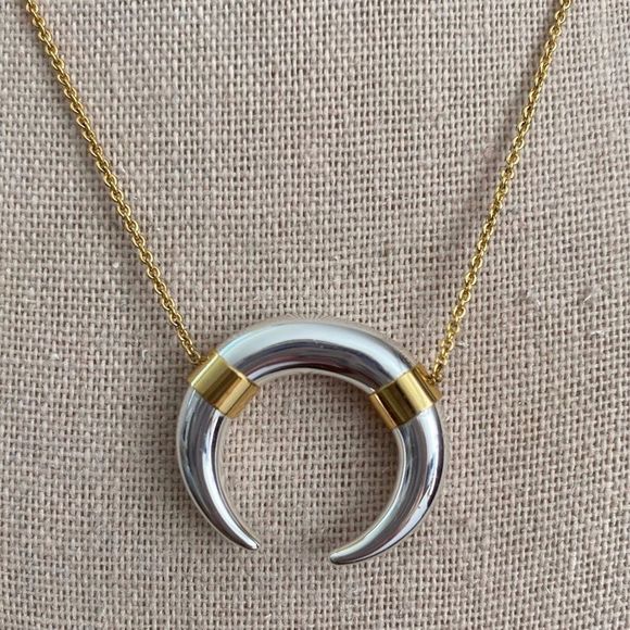 Stella & Dot Luna Pendant Necklace - Crescent Mixed Metal - Picture 8 of 13
